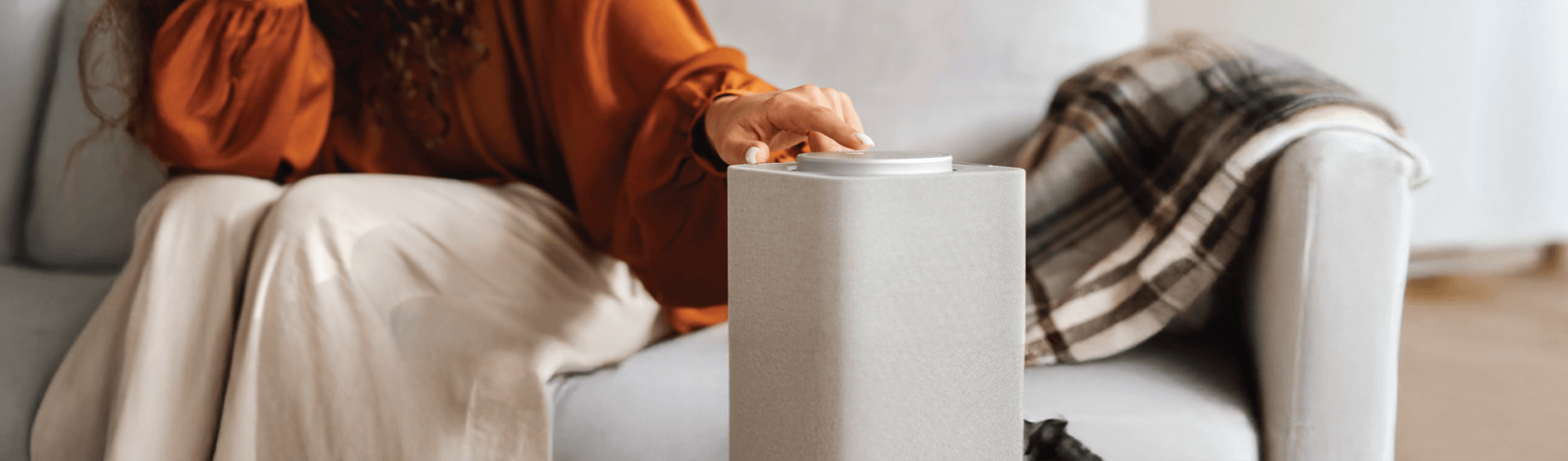 Person interacting with diffuser
